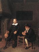 BREKELENKAM, Quiringh van Interior with Two Men by the Fireside f oil painting reproduction
